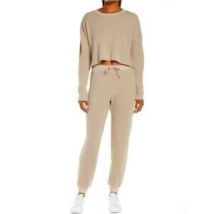 Onia cotton waffle knit tan lounge set size extra large